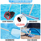 Upgraded Pool Pole 16.5 Foot Telescopic Swimming Pool Poles,Adjustable Telescopic Pool Cleaning Pole,Professional Pole for Skimmer Net,Rake,Brush,Vacuum Head,Heavy Duty Aluminum Thicken 1.3mm Pole
