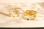 Camhanno Gold Bangle Bracelets for Women - Stainless Steel Stackable Bangles Non-Tarnish Clover Lucky Charm Bracelets, Trendy Gift for Girlfriend/Wife on Christmas Valentine’s Birthday