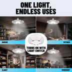 Bell+Howell Socket Burst Screw in LED Garage Lights, 3500LM Ultra Bright LED Shop Lights for Garage, Shed, Attic, Wrokshop, Screw-in E26/E27, 6 Light Panels, Easy to Install