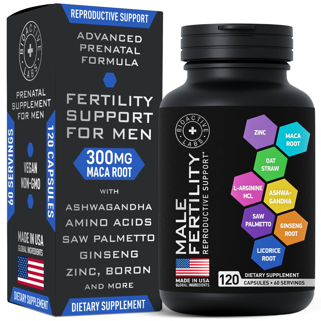 Fertility Supplements for Men - Zinc, Maca, Ashwagandha, L-Arginine - Male Vitality Conception for Him - Count and Motility Pregnancy Aid - Vitamins and Male Fertility Support Supplement - 120 Pills