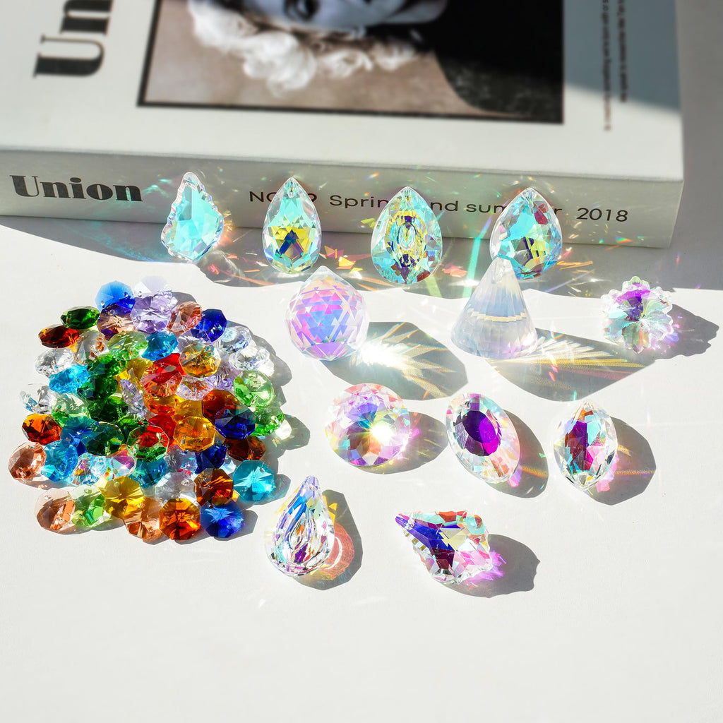 164 Pcs Sun Catchers Kit for Adults, Crystals Chandelier Prism Replacement