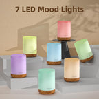 ASAKUKI Essential Oil Diffuser for Home, 300 ml Aromatherapy Diffuser with 6 Essential Oil Sets, Automatic Shut-Off, 7 LED Lights for Living Room, Kitchen, Bedroom, Hotel - Brown with Oils