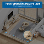 Long Extension Cord 25 Ft, NTONPOWER Ultra Thin Flat Extension Cord Under Carpet, Rug, Wall Mount Power Bar Flat Plug with 4 Outlets 2 USB, Overload Protection for Indoor Home Office, Black
