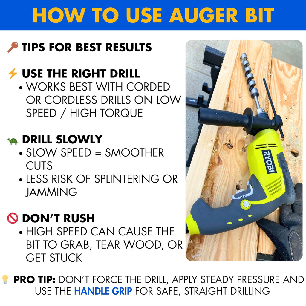 SOMADA 3/8-Inch x 17-Inch Auger Drill Bit for Wood, Hex Shank 3/8-Inch One Piece, Ship Auger Long Drill Bit for Soft and Hard Wood, Plastic, Drywall and Composite Materials