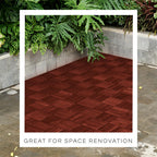 THYOI Deck Tiles, Patio Flooring - Outdoor Waterproof Acacia Wood Tiles for All Weather Use - Balcony, Backyard, Indoor & Outdoor (Natural Rosewood, Set 10 Crossed Pattern)