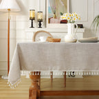 Laolitou Rustic Tablecloth Cotton Linen Waterproof Tablecloths Washable Table Cloths for Kitchen Dining,Party,Holiday,Christmas,Buffet Coffee Lines Rectangle,55''x102'',8-10 Seats