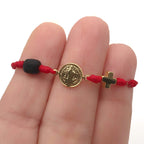 St Benedict Red String Bracelet for the New Family Member Genuine Azabache Jet Stone Welcome to the World