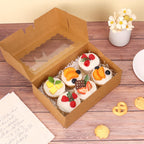 Moretoes 28pcs Cookie Boxes with Window, 9x6x3 Inch Brown Bakery Boxes Pastry Containers for Chocolate Covered Strawberries, Candy, Muffins, Donuts