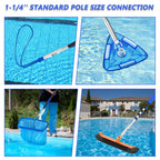 SKGPOLE 16FT Swimming Pool Pole with Brush, Upgraded Pool Pole Telescopic 16ft Heavy Duty with 19" Pool Brush Head, Adjustable Length 4 to 16 Feet, Universal Pole for Skimmer Net, Brush, Vacuum Head