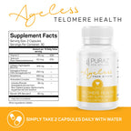 PURAZ Telomere Supplements with Potent Astragalus Root Extract & Collagen - Advanced Formula for Telomere Lengthening, Anti-Aging Supplement, Longevity, DNA Repair & Antioxidant Defense - 60 Capsules