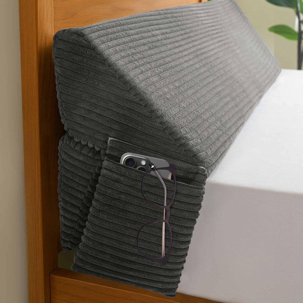 HIGOGOGO King Size Wedge Pillow for Headboard Gap - Multi Functional Mattress Wedge Bed Gap Filler Close The Gap (0-7") Between Your Mattress and Headboard or Wall (Grey 76"x11"x9")