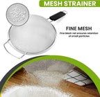 Kafoor 9" Large Fine Mesh Strainer with Thermo Plastic Rubber Handle - Sieve Fine Mesh Stainless Steel - Ideal Kitchen Essential to Strain Pasta, Quinoa and Rice
