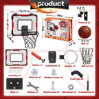 Indoor Basketball Hoop with Electronic Scoreboard & Balls for Kids Age 5-12
