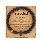 Gnamy Step Dad Fathers Day Gift for Stepdad, To My Stepdad American Flag Cross Beads Bracelet Christian Christmas Anniversary Birthday Jewelry Gifts for Second Dad from Stepson Stepdaughter