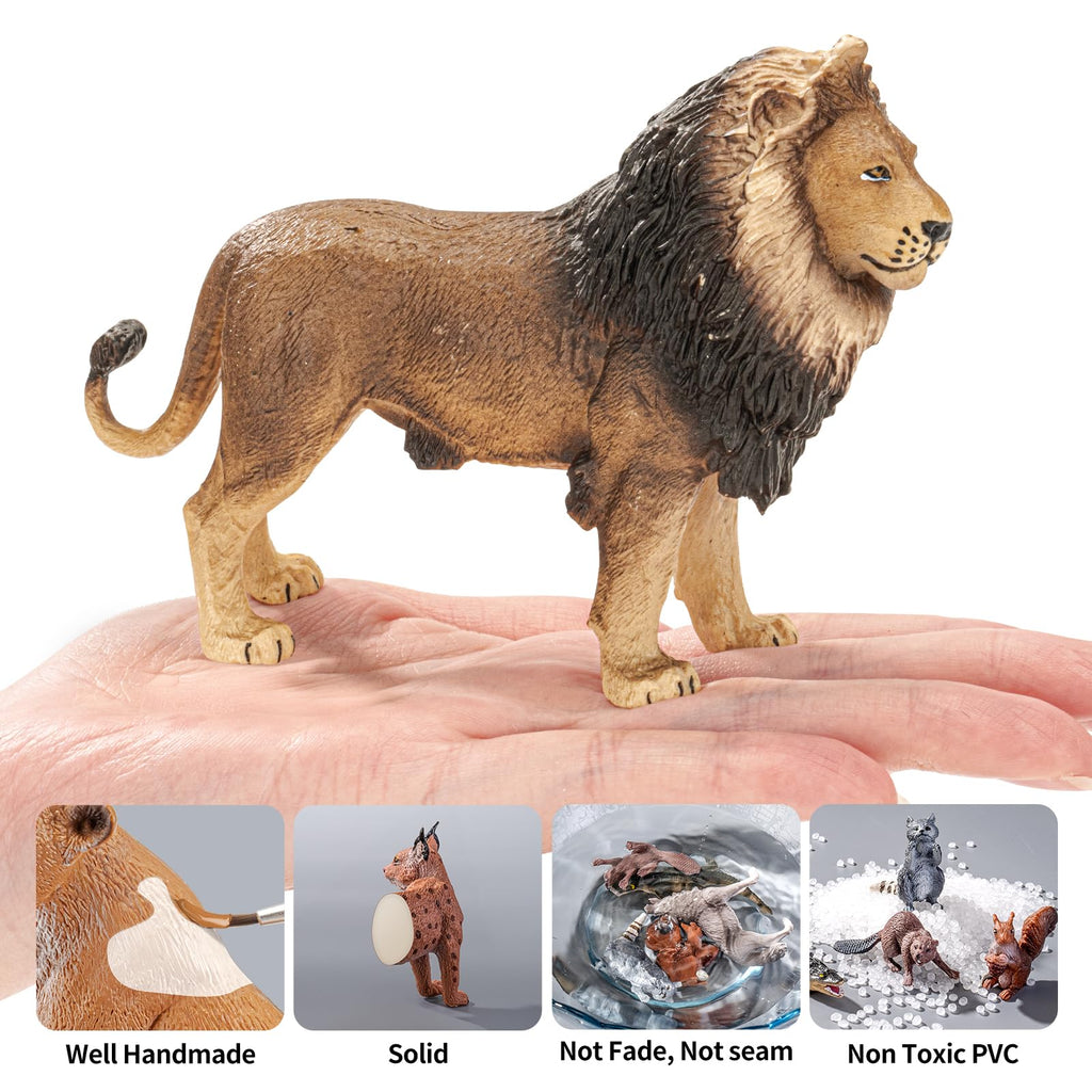 15PCS Lion Figurines Family, African Jungle Animals Lion Toys,Realistic Animal Figures,Educational Toy Cake Toppers Birthday Gift for Kids Boys Girls 3 4 5 6 7 8 Years Old