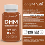 DHM (Dihydromyricetin) 350mg - Dervied from Ampelopsis Grossedentata, 120 Vegetarian Capsules, Organic Supplement for Daily Detox & Energy Balance, 4-Month Supply, GMP Certified, Made in USA