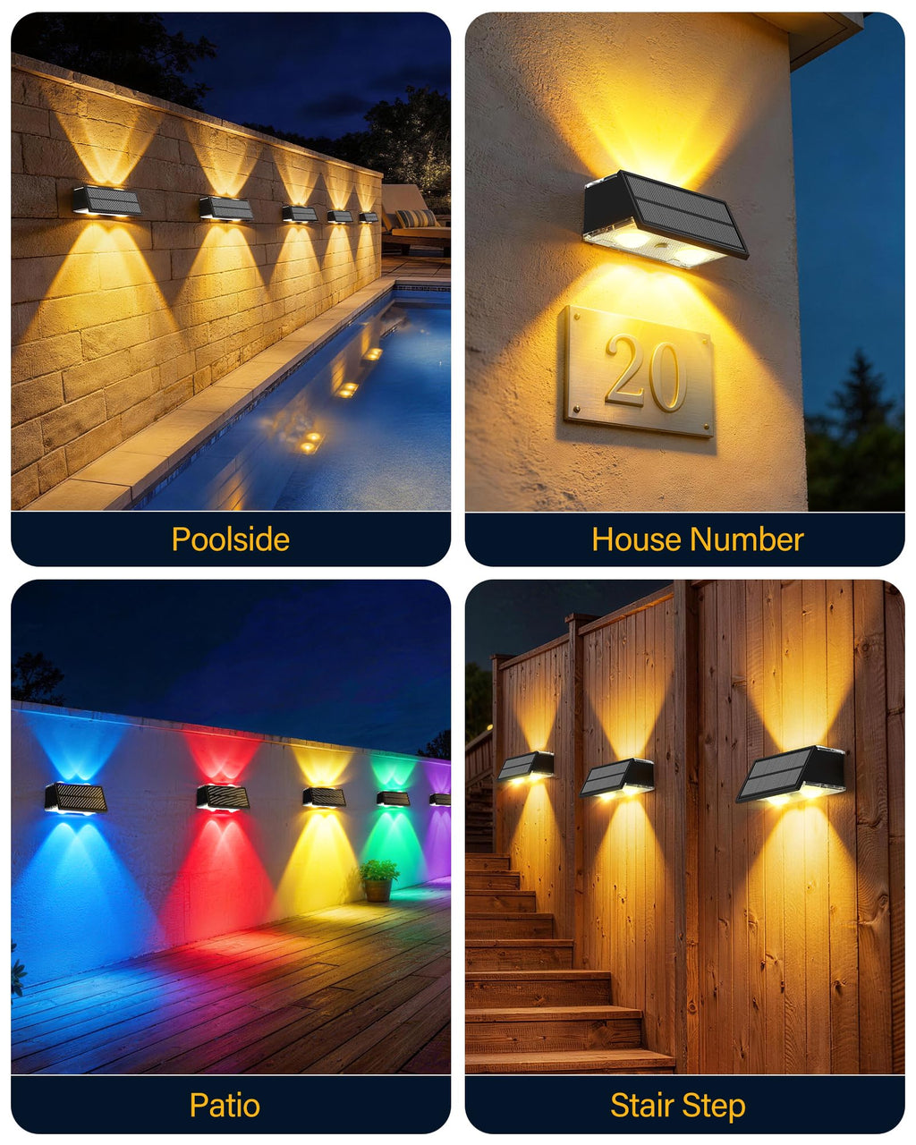 Toeuie Solar Fence Lights Outdoor, 10 Pack Fence Solar Lights Waterproof