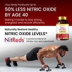 NitReds Beet Root Nitric Oxide Supplement, 200mg Nitrates Complex from Grape Seed & Pomegranate, Red Spinach & Beets for Heart Health - Flow & Circulation Super Reds for Men & Women - 60 capsules