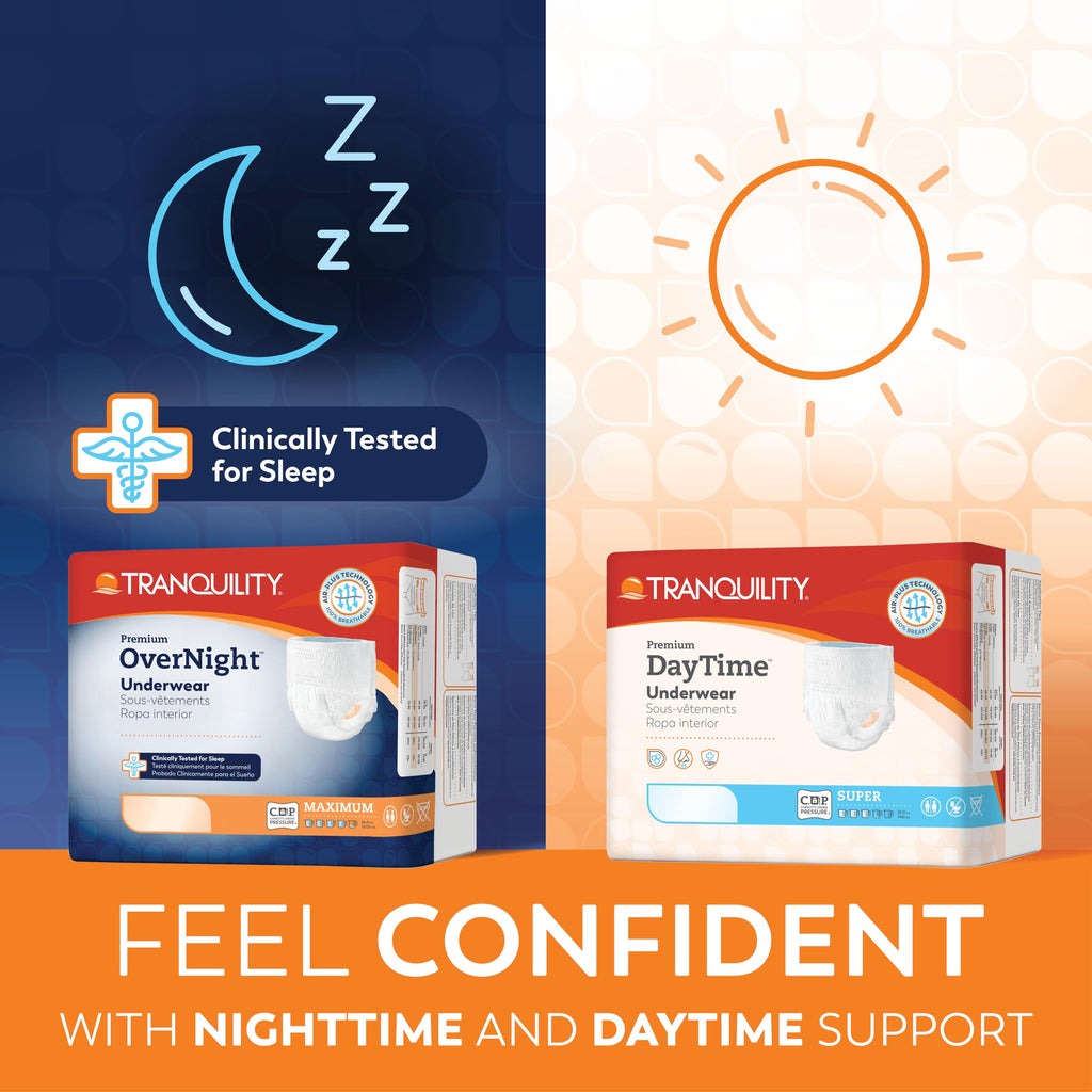 Tranquility Premium Overnight Disposable Absorbent Underwear (14 Count) - XL, 48-66 in. Waist - Maximum Absorbency, All-Night Sleep, Breathable Comfort, Adult Diapers