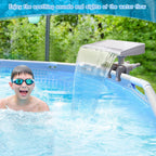 NICENICY Pool Waterfall for Above Ground Pools, Swimming Pool Waterfall Fountain, Smooth Flowing Pool Waterfall for Relaxation, Fits 1.2" to 4.7" Above-Ground Pool Frames