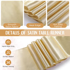 Breling 8 Pack White and Gold Tablecloths and Satin Runners Set