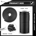 MotiMind 1/2 Inch x 100 ft Foam Backer Rod for Gaps Joints Concrete Crack Filler Caulk Saver Bulk Foam Backing Rod Concrete Filler Rope for Weather Stripping Door Seal (Black)