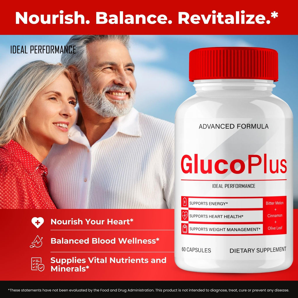 Gluco Plus Advanced Blood Formula Capsules, Official GlucoPlus Supplement Pills - Maximum Strength, All Natural for Healthy Circulation & Stable Level, Advanced Gluco Health Plus Reviews (2 Pack)