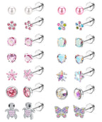 Hypoallergenic Screwback Earrings for Women Girls 20G Colorful