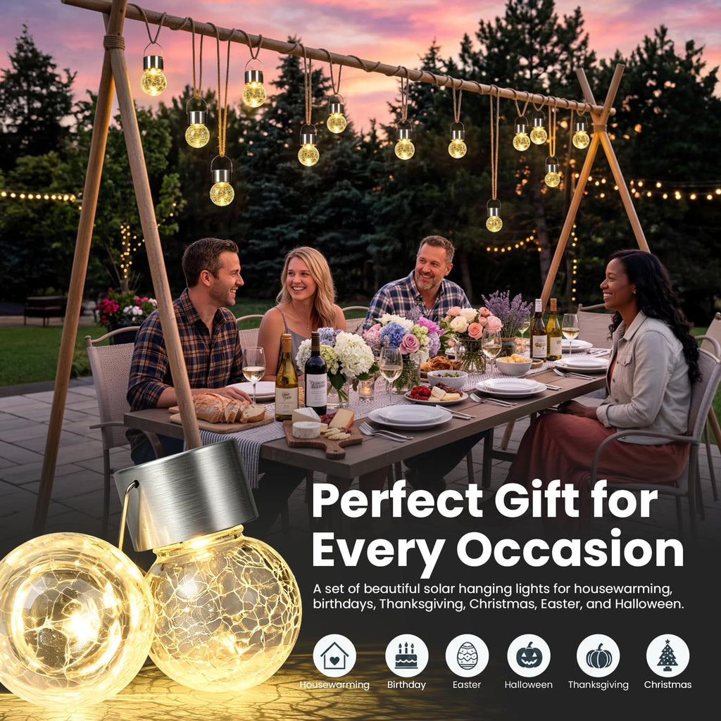 SOLPEX Hanging Solar Lights for Outside Garden Solar Hanging Lanterns 8 Pc