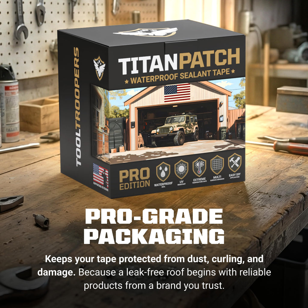TITANPATCH PRO Waterproof Sealant Tape – Black 4" x20' – Stops Leaks Fast & Stays Sealed for 15+ Years – Sticks to RVs, Roofs, Pools, Boats, Gutters – Built for Harsh Weather (-40°F to 190°F)