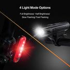 Ascher Ultra Bright USB Rechargeable Bike Light Set, Powerful Bicycle Front Headlight and Back Taillight, 4 Light Modes, Easy to Install for Men Women Road Mountain Cycling Black