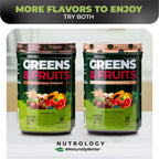 Nutrology Greens & Fruits Powder-Naturally Sourced Fruits, Vegetables, Beet Powder & Mushroom Blend, Probiotics, Digestive Enzymes, Fiber, Antioxidants, Immune Support, Gluten Free - Chocolate