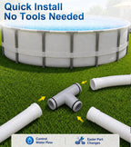 Pool Hose Connector for Leak-Proof Dual Seal and Stable Water Flow, 1.25" to 1.25" T-Joint Pool Hose Adapter for Pool Parts and Accessories Replacement, Easy No-Tool Install for Above Ground Pools
