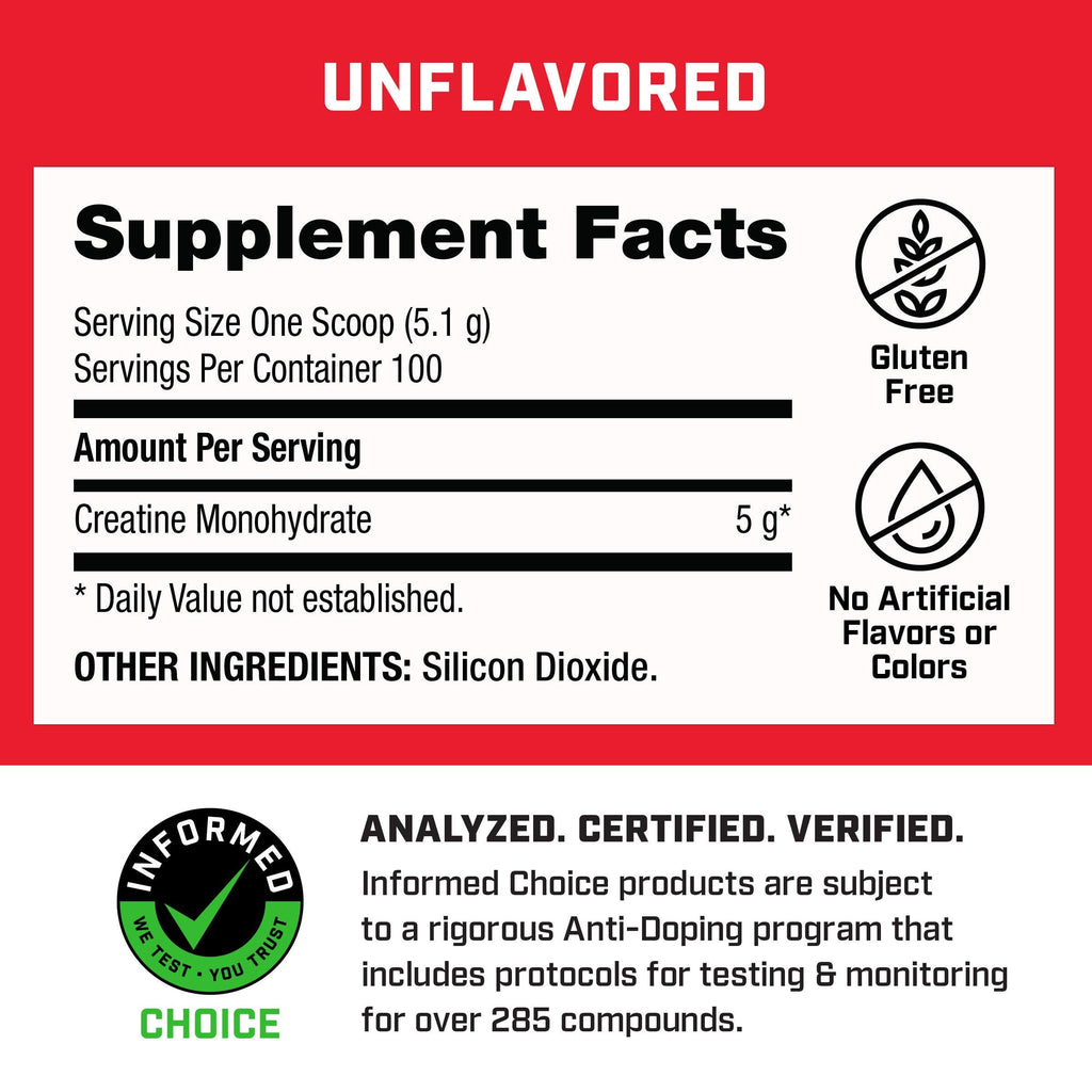 GNC Pro Performance Creatine Monohydrate Powder for Women & Men, 5g Creatine Per Serving, Muscle Building, Energy Production, Endurance, Performance, 100 Servings