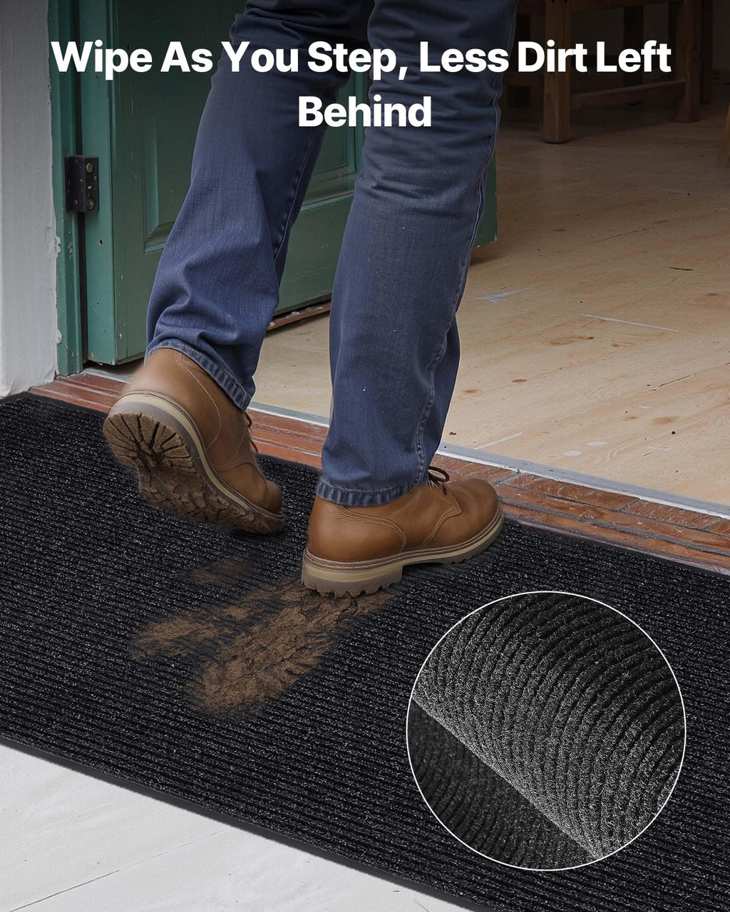 VEVOR Front Door Mat, 5 x 3 ft Commercial Floor Mat for Indoor and Outdoor, Stylish Striped Industrial Carpet with PVC Backing, Heavy Duty Washable Entry Rug for Hallway, Balcony, Garage, Grey