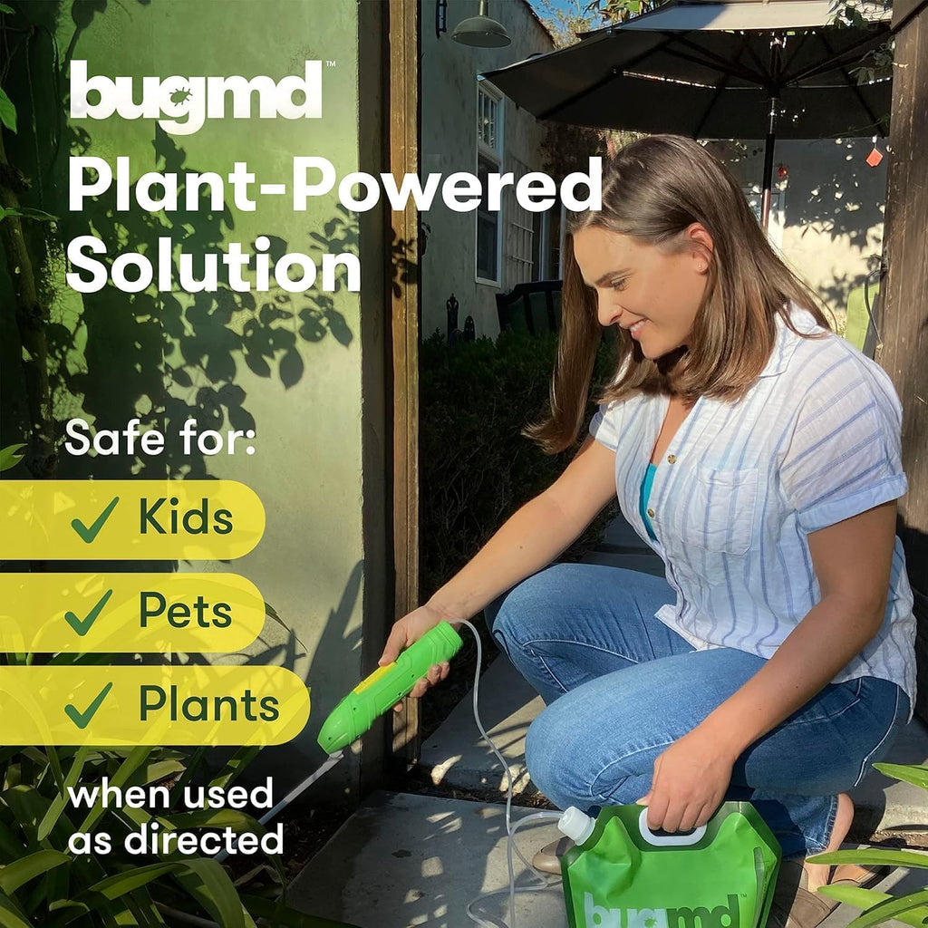 BugMD Pest Blaster Kit - Rechargeable Power Sprayer (Batteries Included), 4-Pack Pest Control Essential Oil Concentrates for Indoor & Outdoor Use - Plant-Powered Ant, Roach, Spider & Insect Killer
