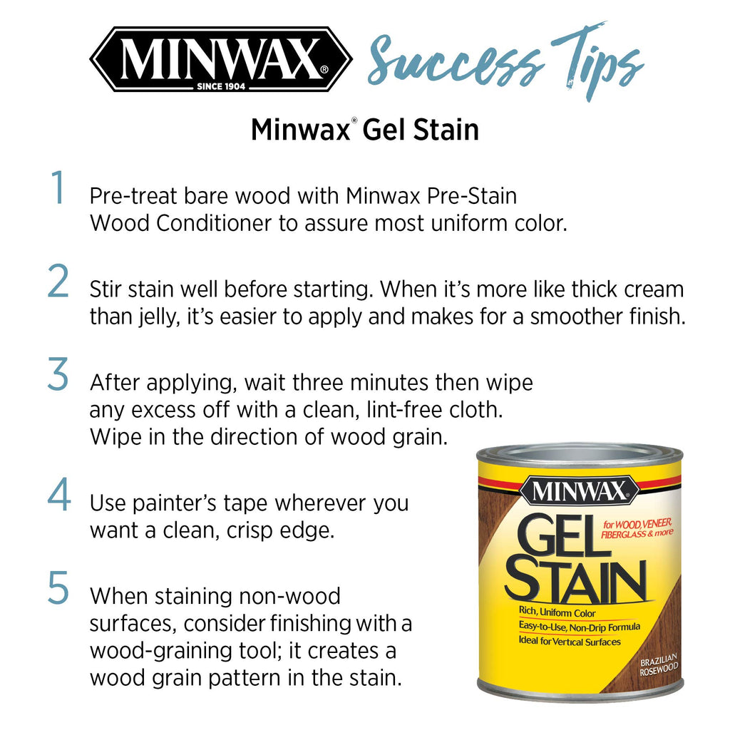 Minwax 260604444 Interior Wood Gel Stain, 1/2 pint, Walnut