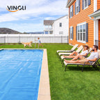 VINGLI 12Mil Solar Pool Cover, Rectangle Solar Blanket-Heavy Duty Solar Pool Cover for Above Ground Pool-Pool Solar Cover for Inground Pool (Blue, 16'x32' Rectangular)