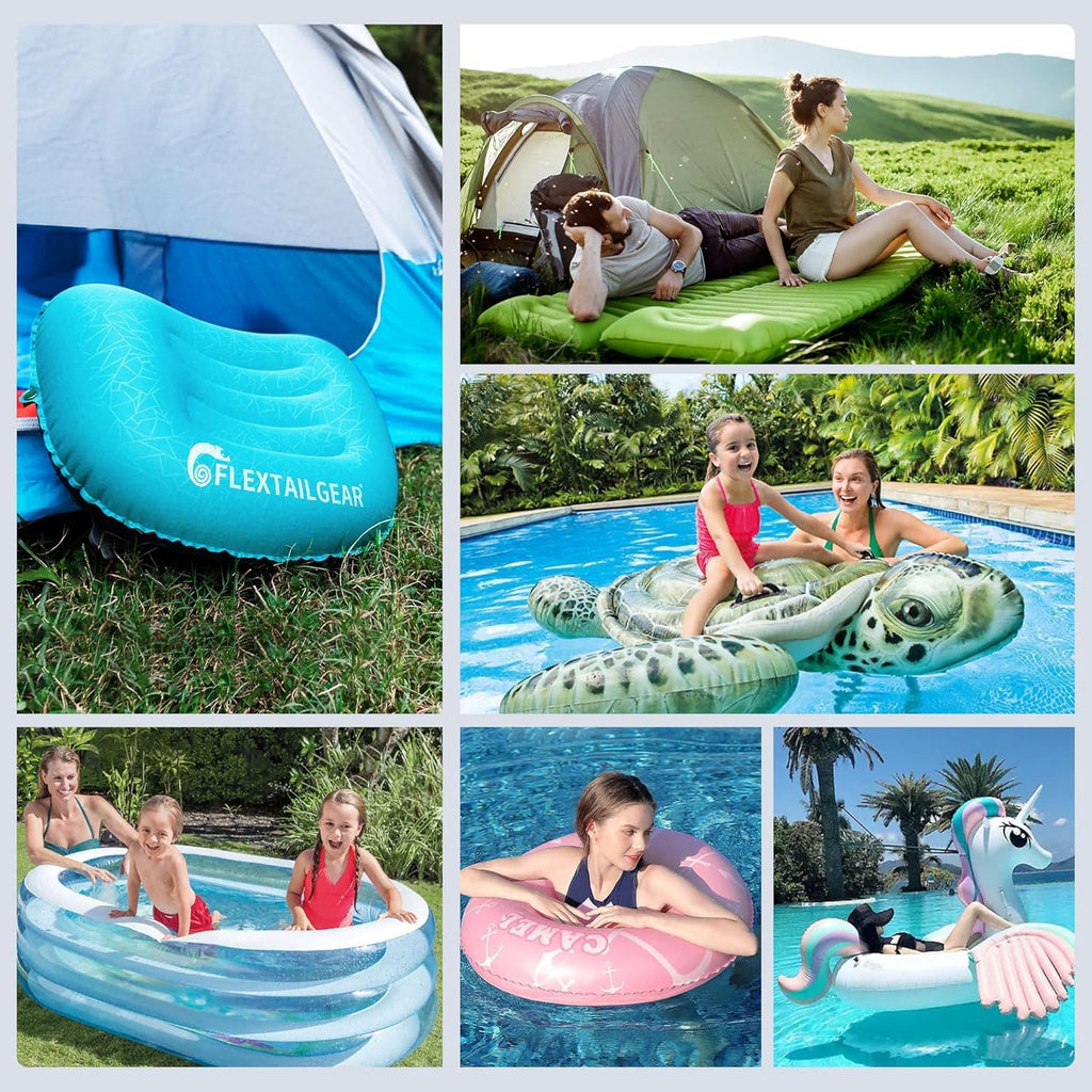 FLEXTAILGEAR Tiny Pump Portable Air Pump Ultra-Mini Air Pump with 1300mAh Battery USB Rechargeable to Inflate Deflate for Pool Floats Air Bed Air Mattress Swimming Ring Vacuum Storage Bags (Orange)