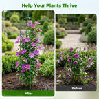 2 Pack Garden Obelisk Trellis for Climbing Plants, 6 FT Metal Rustproof Plant Support Rose Trellis, Tower Potted Cages for Flowers Fruits Vegetable Vines Indoor & Outdoor, Green(4 Tiers)