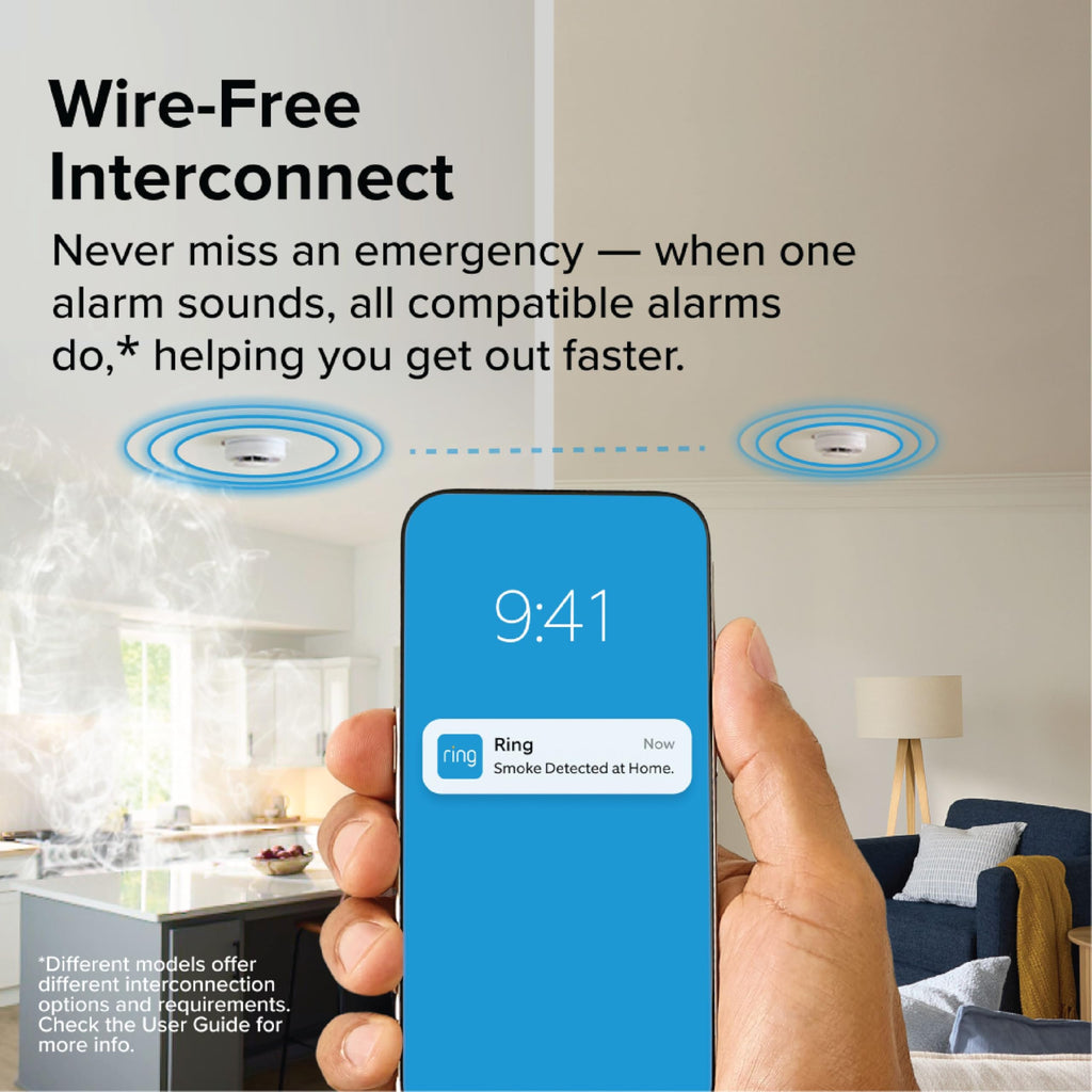 Kidde Smart Smoke and Carbon Monoxide Detector, Ring App Enabled for Real-Time Notifications, Wire-Free Interconnectivity, AA Battery Powered