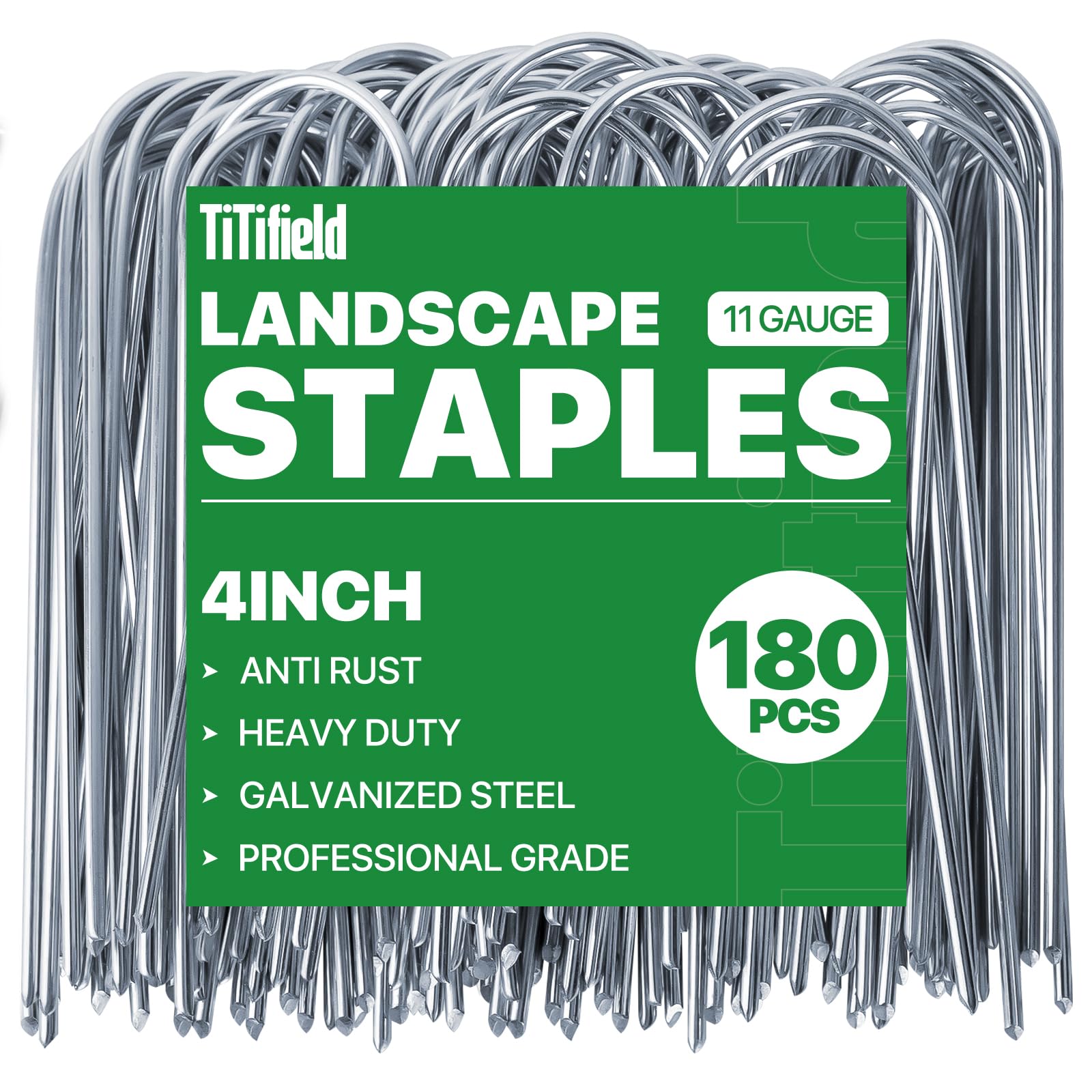 TiTifield 4 Inch U Shape Garden Stakes Irrigation Tubing Stakes 180 Pack