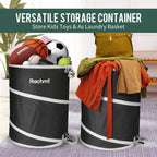 Rachmi 40 Gallon Collapsible Pop-Up Trash Can 2-Pack 22"x26.4", Black