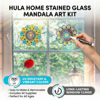 Hula Home Stained Glass Mandala Art Kit - DIY Window Clings with Markers, 10 Suncatchers - Perfect Hobby for Adults, Kids, Teens & Seniors - Ideal Gift for Beginners, Women & Elderly