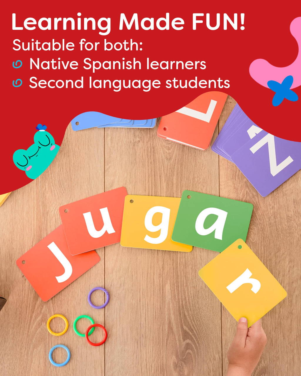 Spanish Alphabet Flash Cards - ABC Jumbo Flash Cards for Kids Ages 3-6 - Lowercase & Uppercase Letter Recognition Learning Game - Teacher Designed for Classroom, Preschool, Kindergarten & Toddlers