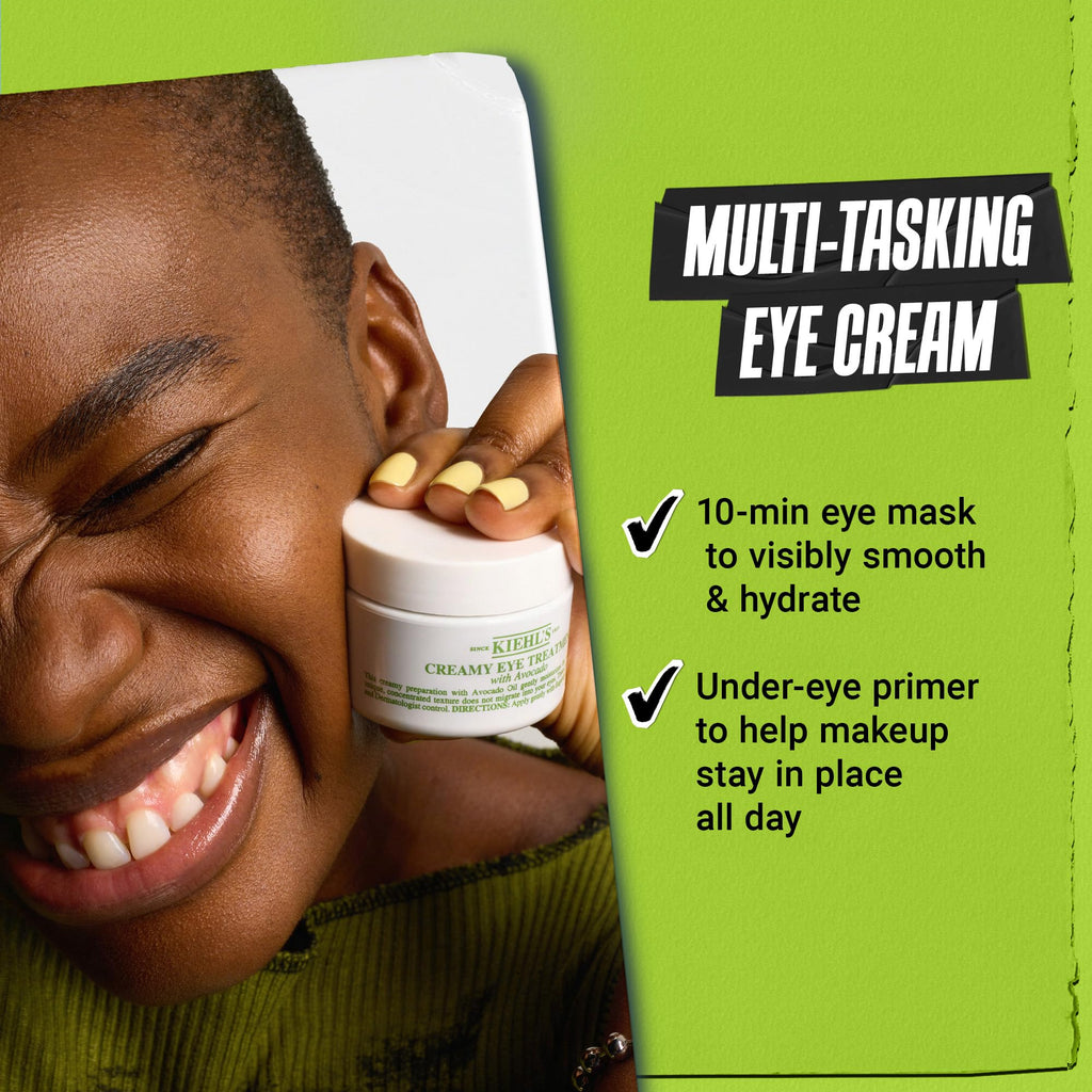 Kiehl's Avocado Eye Treatment, Nourishing and Hydrating Eye Cream, Avocado Oil and Caffeine to Energize and Invigorate Skin, Tired Eyes, 99% Naturally Derived Formula - 0.5 fl oz