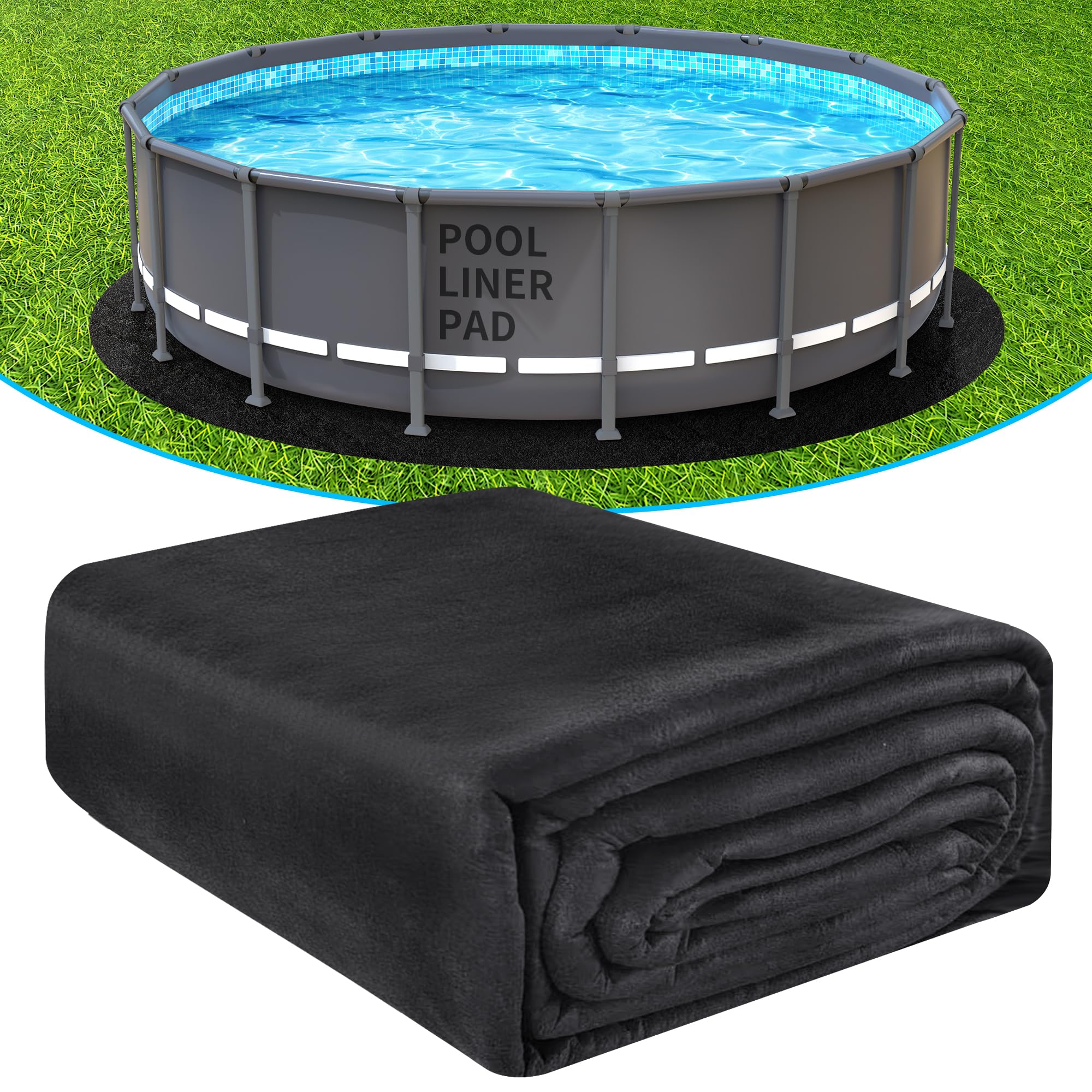 AquaJoyer 24' Round Thicker Heavy Duty Pool Liner Pad for Above Ground Pool, Pool Padding Underlayment for Pool Bottom, Protects Pool Prevents Punctures Weed Barrier Comfortable underfoot