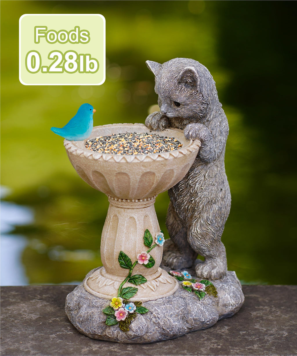 Philodwell Solar Cat Birdbath Garden Statue: Outdoor Figurine Decor