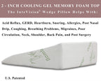 InteVision Extra Large Bed Wedge Pillow (33 x 30.5 x 7.5 inch) and Headrest Pillow in One Package - Help Relief from Acid Reflux, Post Surgery, Snoring - 2 inch Memory Foam Top