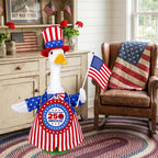 Xroyniu Patriotic Porch Goose Outfits 4th of July Goose Outfit Independence Day Lawn Porch Goose Clothes Fits 23" Cement Plastic Goose Statue for Outdoor Garden Yard Patio USA 250th Anniversary Decor